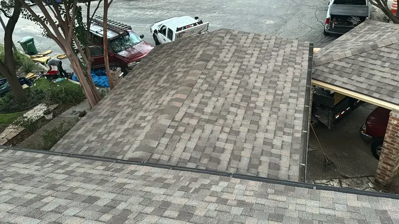 Newly installed shingle roof on a Central Texas home