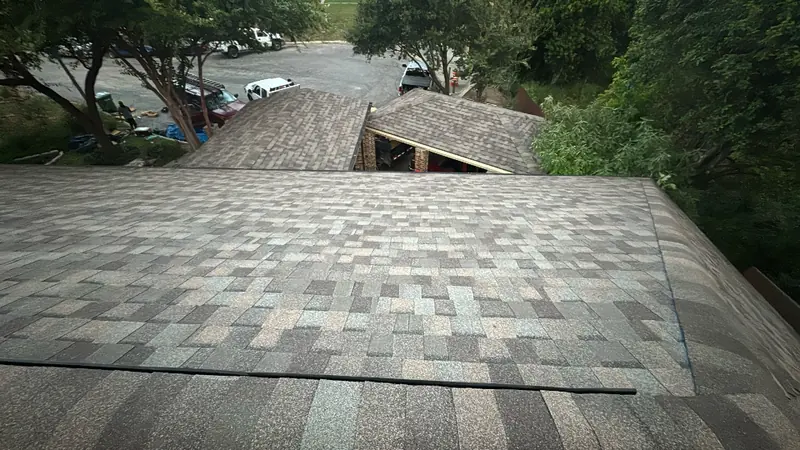 Completed roof replacement including carport on a Central Texas property