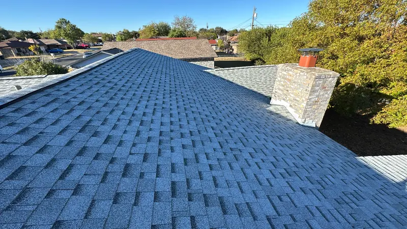 Completed architectural shingle roof on a Central Texas home