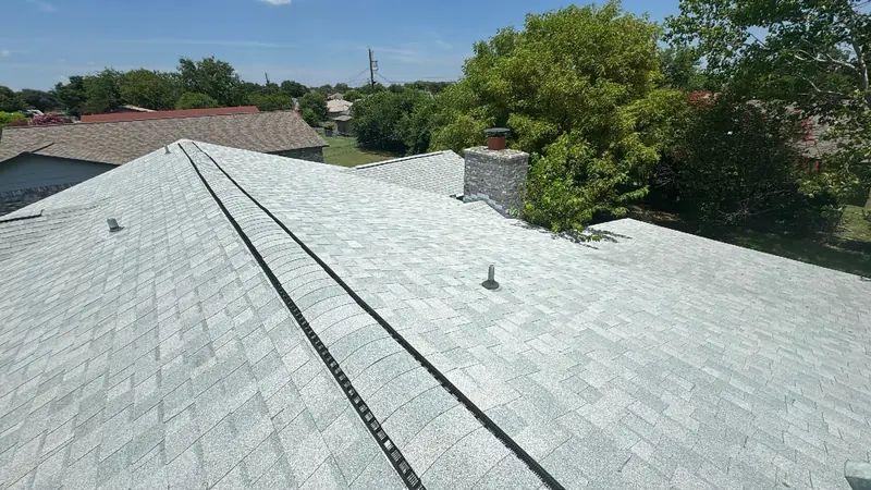 Overview of a completed architectural shingle roof in Central Texas