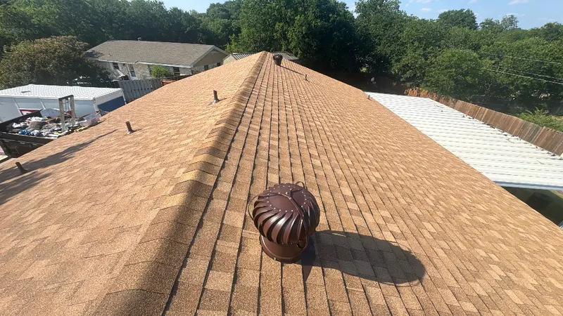 New ridge and turbine vent on a completed Central Texas roof
