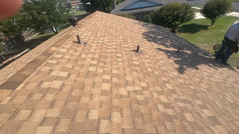 Newly installed shingle roof after hail damage in Central Texas