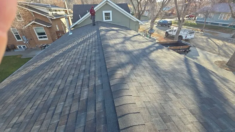 Fully installed shingle roofing system on a Havre, MT home