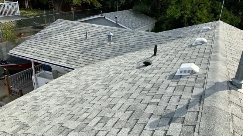 Storm-damaged roof prior to replacement in Havre, MT