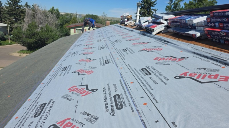 Epilay synthetic underlayment installed on a Havre, MT roof