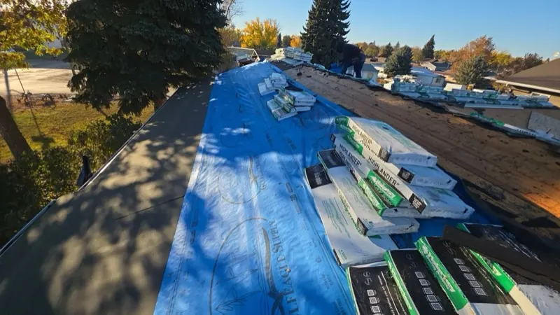 Synthetic underlayment installed on a Havre, MT roof